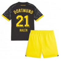 Borussia Dortmund Donyell Malen #21 Vieras Peliasu Lasten 2023-24 Lyhythihainen (+ Lyhyet housut)
